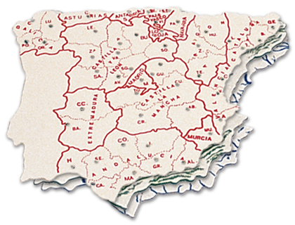 3 plantillas plástico mapa España 15x12,5cm.